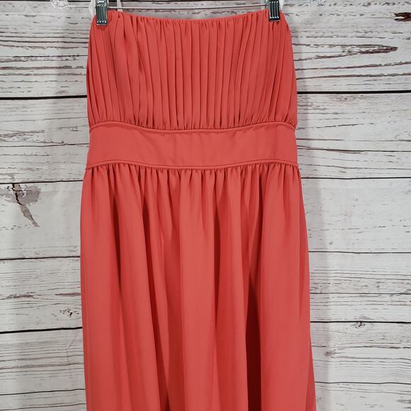 After Six Orange Strapless Tube Top Chiffon Formal Evening Dress Size 14 - Picture 5 of 11